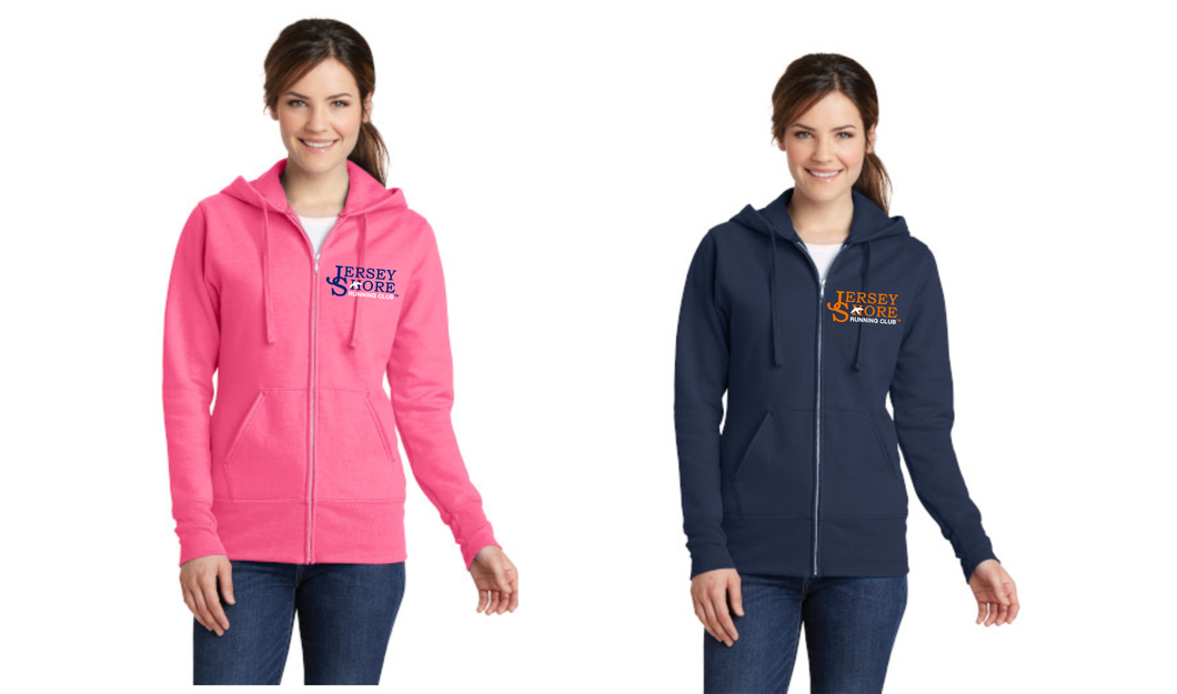 2d) JSRC Port & Company® Ladies Core Fleece Full-Zip Hooded Sweatshirt     LPC78ZH